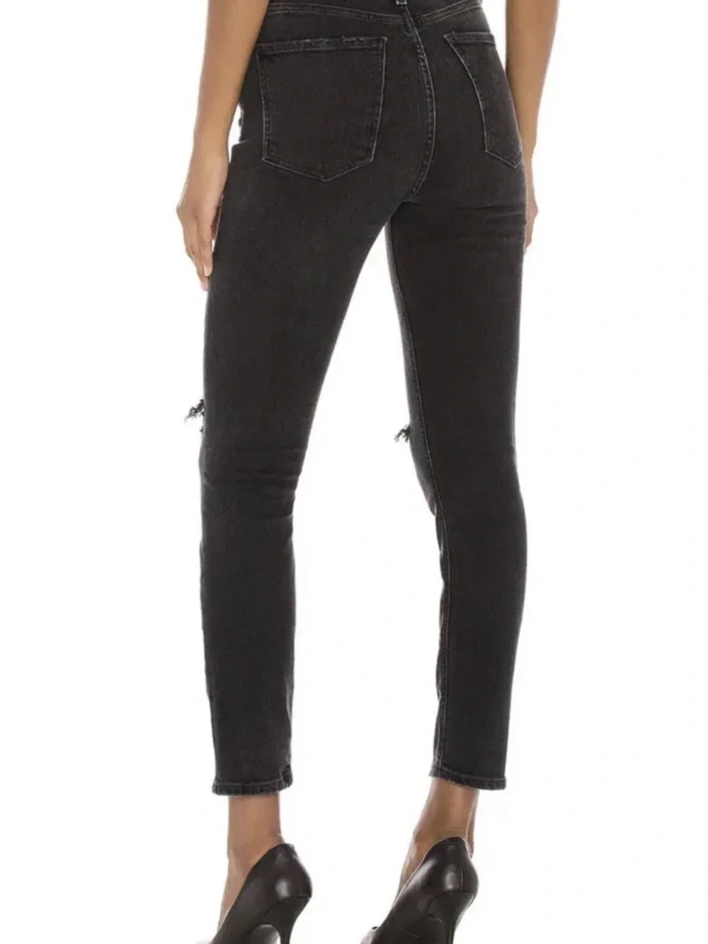 #AGOLDE Nico Slim Jeans Faded Black Distressed